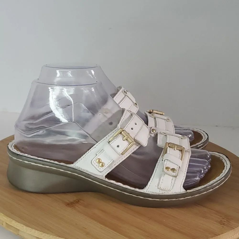 NAOT Karaoke Slip on White Leather Slide Sandals Women's Shoe Size EU 37